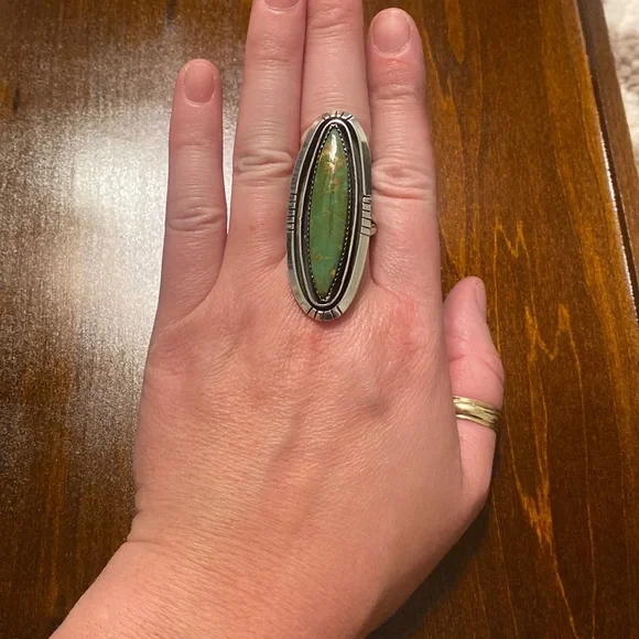 Large Navajo Turquoise Ring Size 9.5 - Picture 1 of 5